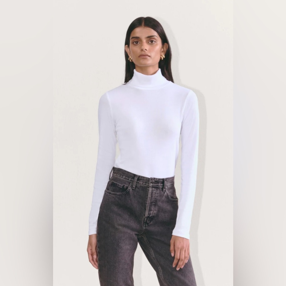 NWOT Everlane THE LUXE RIB TURTLENECK in White Size L